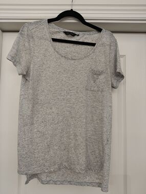 New Look Heather Gray Scoop Neck Pocket Tee
